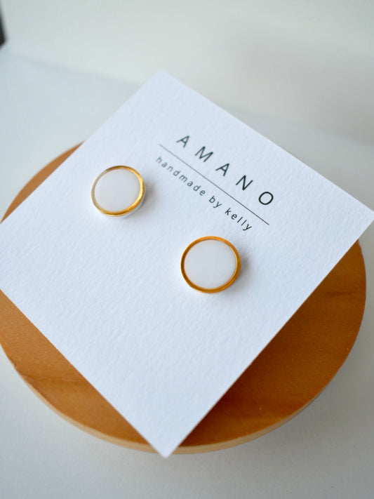 White & Gold Clay Studs